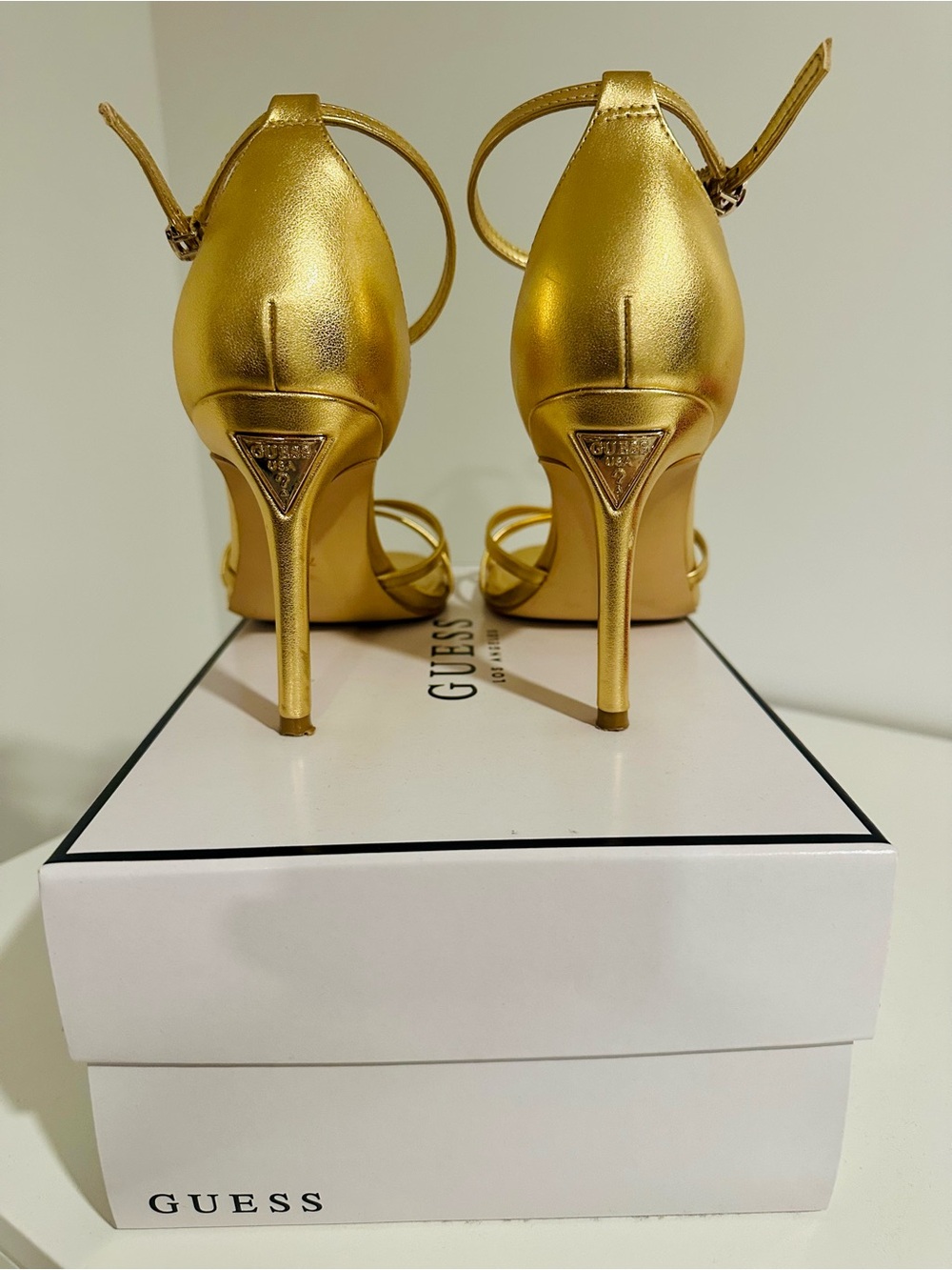 Guess Metallic Gold Ankle-Strap High Heels